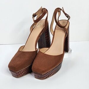 New York & Company Chocolate Platform Sandals